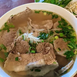 Pho Dac Biet - #30 House Special noodle soup with rare steak, meat ball, soft tendon, flank, and brisket