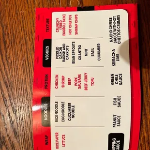 Other menu choices