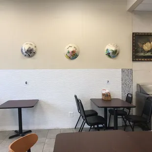 tables and chairs in a restaurant