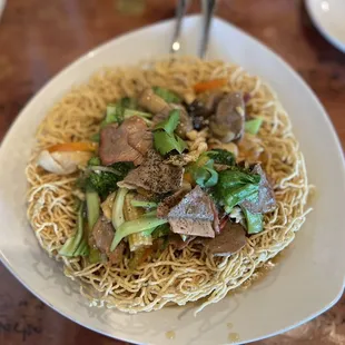 MX2 Mì Xào Dòn hoặc Xào Mềm Thập Cẩm - Crispy Noodles Meat Combination (beef, pork, chicken, mixed veggies), $14.95 (3.13.22)