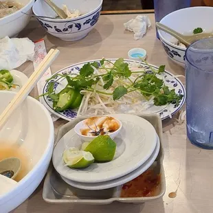 Couple of Pho Ga #19 with some eggshells as appetizers we all enjoyed. The damage after the food arrived.