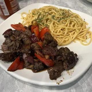 Shaken Filet Mignon Garlic Noodles