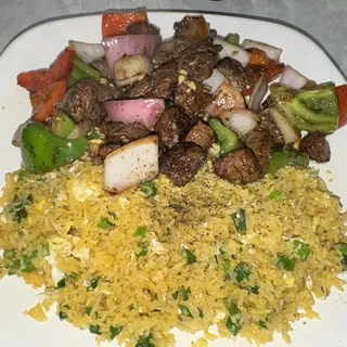 Shaken Filet Mignon Rice Plate