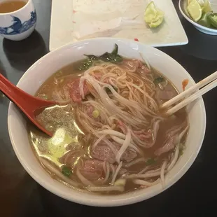 Steak pho with rare steak