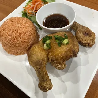 50. Fried Chicken over Tomato Rice