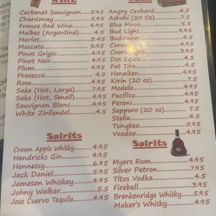 menu