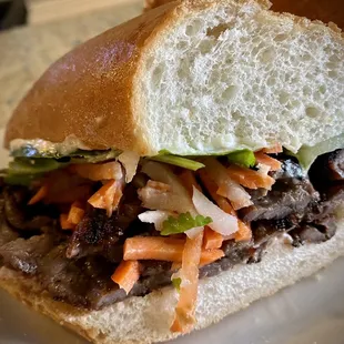 Grilled beef and pate Banh mi