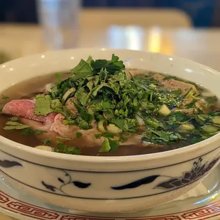 a bowl of soup on a table