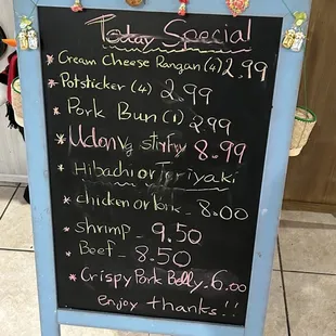 Todays specials