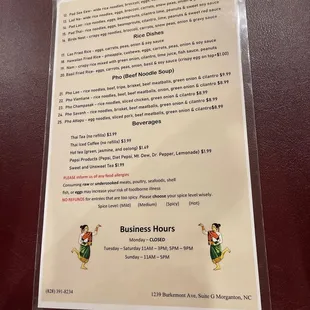 Menu back