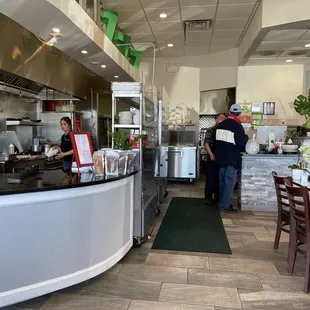 a view of a restaurant kitchen