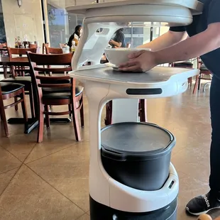 We met the new server. (Server needed a bit of help on the job bc my little one's high chair was in its way.)