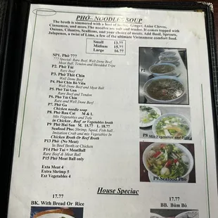 Updated menu with prices