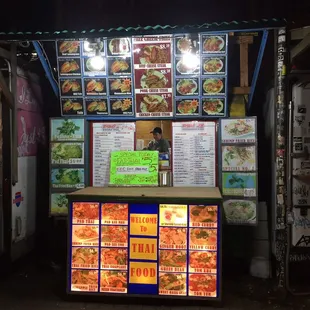 a food stand at night