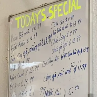 Today&apos;s specials