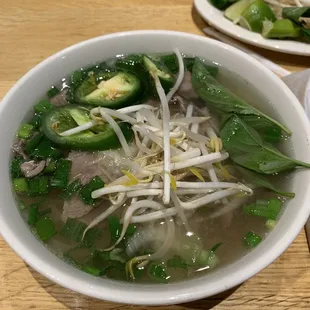 Delicious Pho  6P. Rare Steak and Well-Done Flank Pho