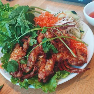 Soft-shell crab. Soooo good. Cooked perfectly, plenty of garden. 10/10 recommend.