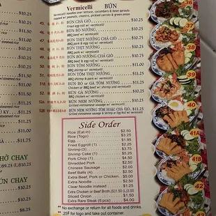 sushi and sashimi, menu