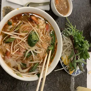 #25 with rice noodles minus fish cake  My peanut sauce photo bombing