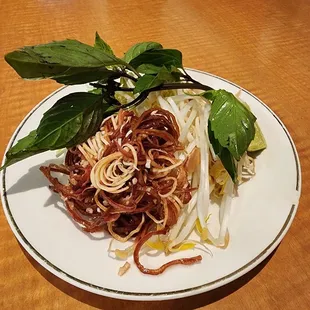 Banana flowers &amp; herbs for my noodle soup.