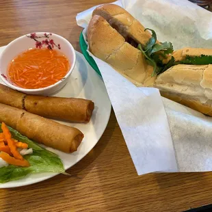 Egg rolls &amp; a banh mi    For more food pics, check out @the.pikachew on Instagram