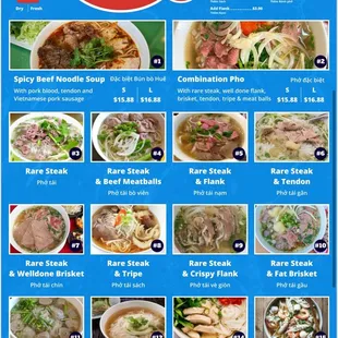 Pho menu