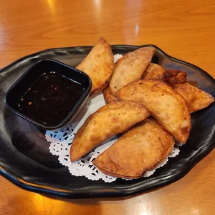 Chicken and vegetables dumplings and Mongolian BBQ