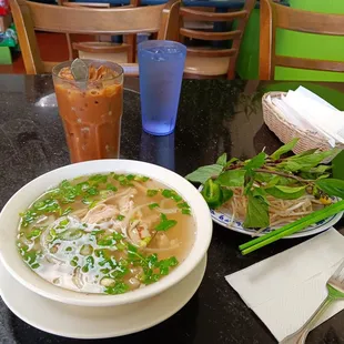 Pho with chicken and espresso