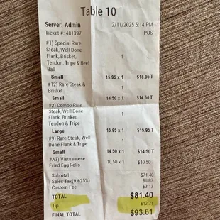I would have tipped over 15% however the tip is calculated off of my order, the sales tax AND the custom fee.