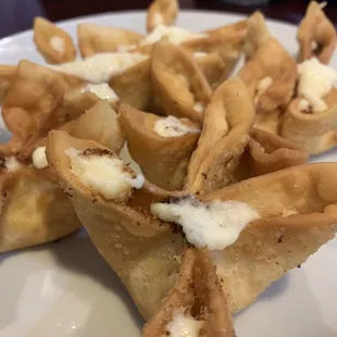 Close up of crab cheese wontons