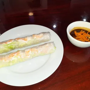 Pork and shrimp spring rolls.