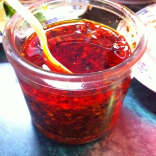 Must add this homemade hot chili in your Pho!