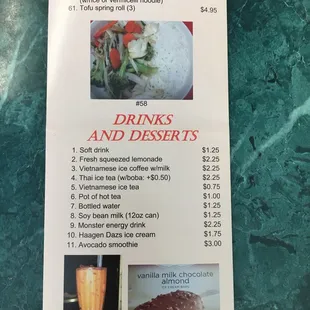 Last page of the menu