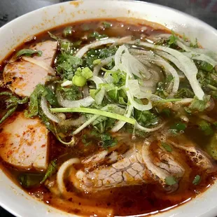 Beef spicy noodle soup (bun bo hue).
