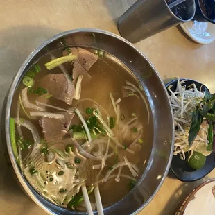Pho with tendon and rare beef slices