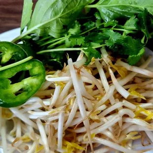 a plate of sprouts and lime