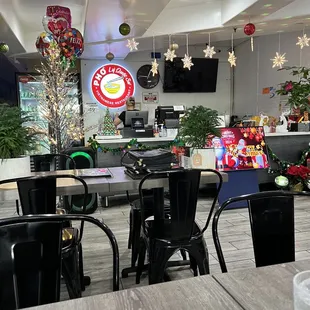 Inside the restaurant it's clean and bright