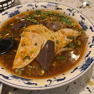 a bowl of soup on a table