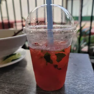 Green tea with strawberry and basil