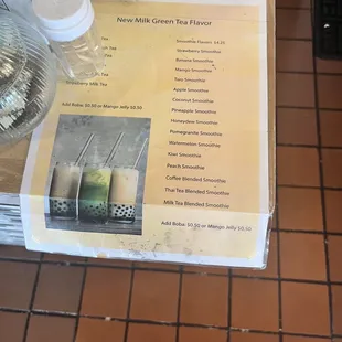 Green tea special drinks menu