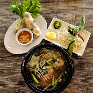 Phở Tái and Gỏi Cuốn.  Rare Steak Pho and Spring Roll = Delicious!!!