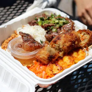 #7 Bun Dac Biet ($13.75) Eggrolls, grilled pork, &amp; grilled shrimp rice noodle salad