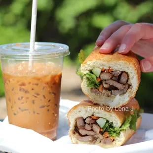 Cafe Sua Da (Vietnamese Ice Coffee) ($5.50) and #1 Banh Mi Thit Nuong ($7.95 Grilled Pork Banh Mi)