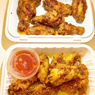 Chicken Wings- Half Garlic Sauce &amp; Half Sweet Chili.