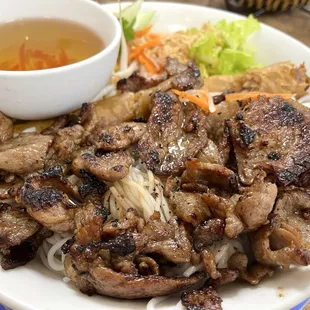 Vermicelli with BBQ Pork and Spring Roll