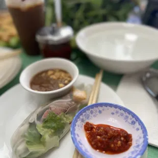 coffee premium greens chili  sauce so good  made my own roll