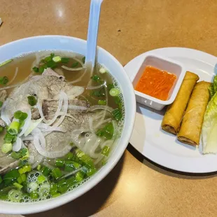 PO6. Rare Steak and Beef Brisket Pho A01. Mai Mai Fried Shrimp and Pork Egg Rolls