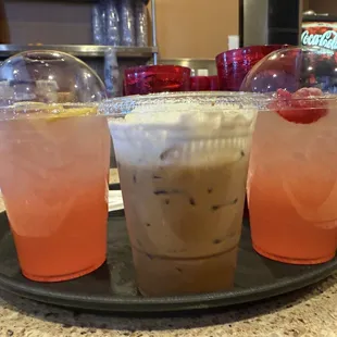 Coffee and strawberry lemonade