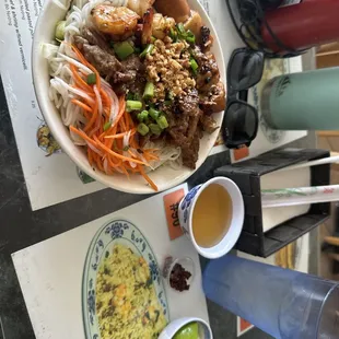 #64 bbq shrimp, beef &amp; egg roll with vermicelli noodles Sunny the owner has very good customer service