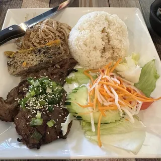 53. Grilled Slices Pork, Shredded Pork Skin, Egg Meatloaf